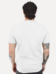 Camiseta Aramis Masculina Khaki Friso Gola Mono Logo Branca