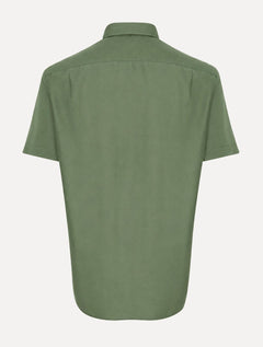 Camisa Dudalina Masculina Manga Curta Comfort Superfine Cotton Mono Logo Lisa Verde Claro