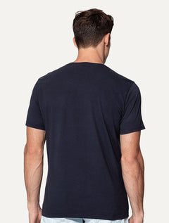 Camiseta Guess Masculina Full Black Logo Print Azul Marinho