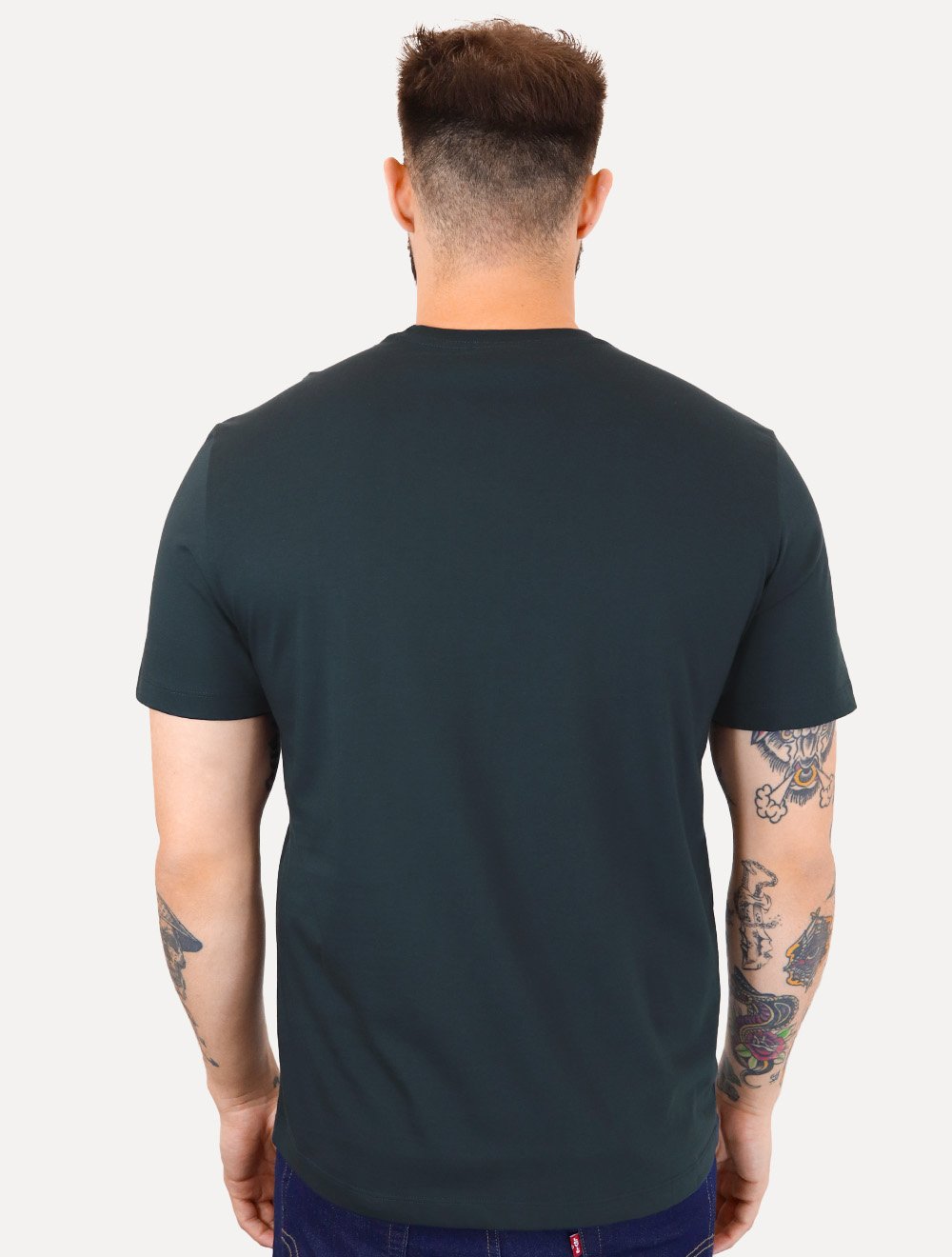 Camiseta Calvin Klein Jeans Masculina Egyptian Cotton Rubber Patch Azul Marinho