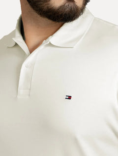 Polo Tommy Hilfiger Masculina Malha Liquid Cotton Essential Off-White