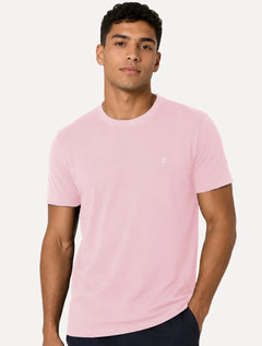 Camiseta Individual Masculina Slim Pima Soft Touch Logo Rosa Claro