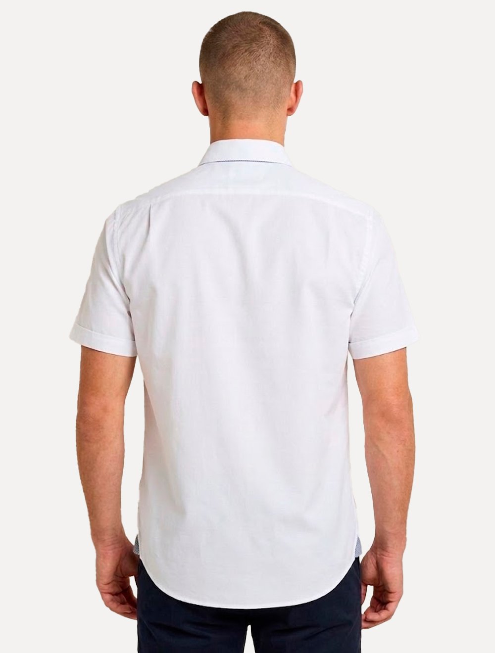Camisa Dudalina Masculina Manga Curta Comfort Superfine Cotton Mono Logo Lisa Branca