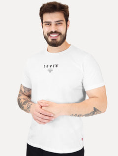 Camiseta Levis Masculina Standard Center Logo Worldwide Branca