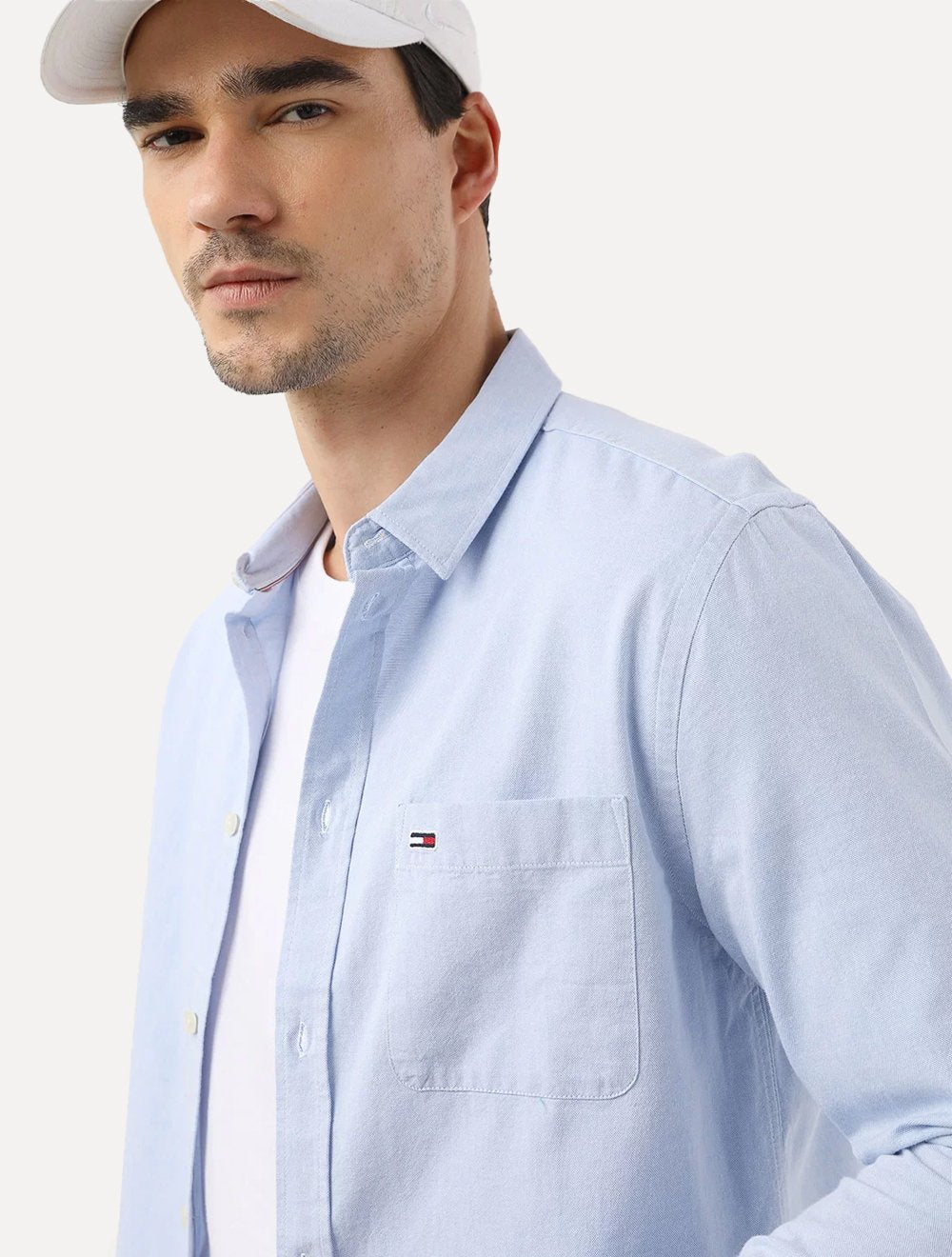 Camisa Tommy Jeans Masculina Regular Classic Oxford Azul Jeans Mescla