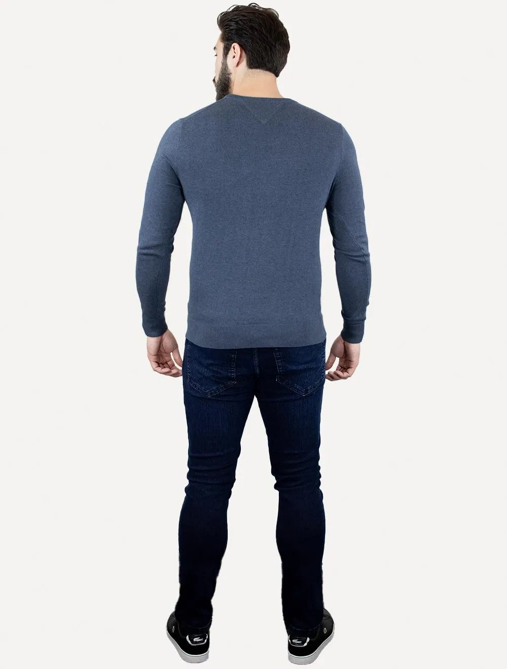 Suéter Tommy Hilfiger Masculino Crewneck Essential Cotton Azul Mescla