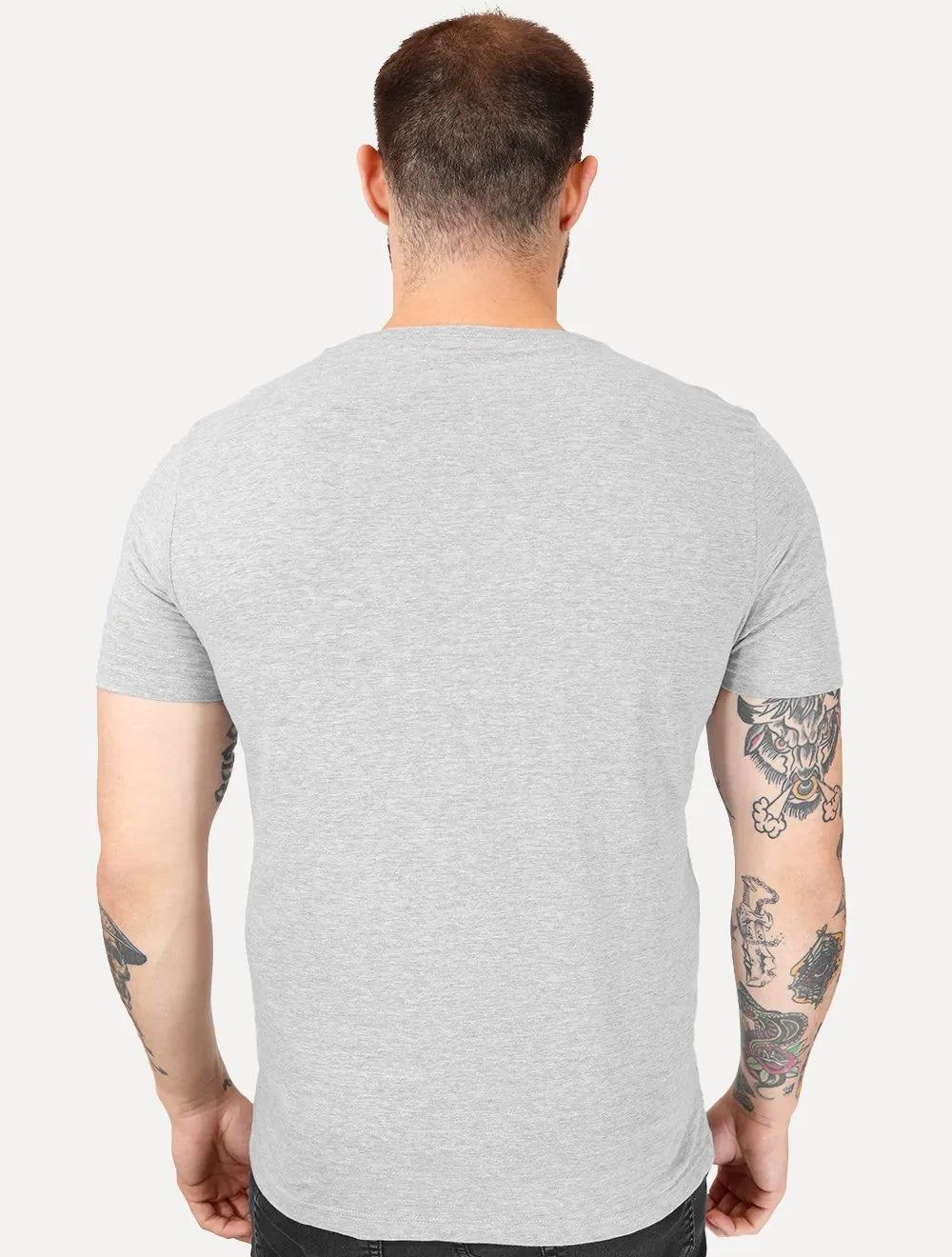 Camiseta Guess Masculina Eroded Logo Print Cinza Mescla
