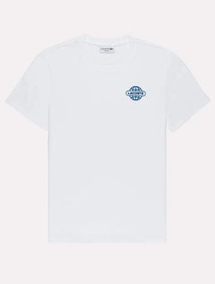 Camiseta Lacoste Masculina Regular Fit Blue Worldwide Branca