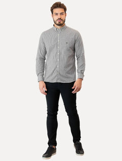 Camisa Dudalina Masculina Slim Superfine Cotton Vichy Preta