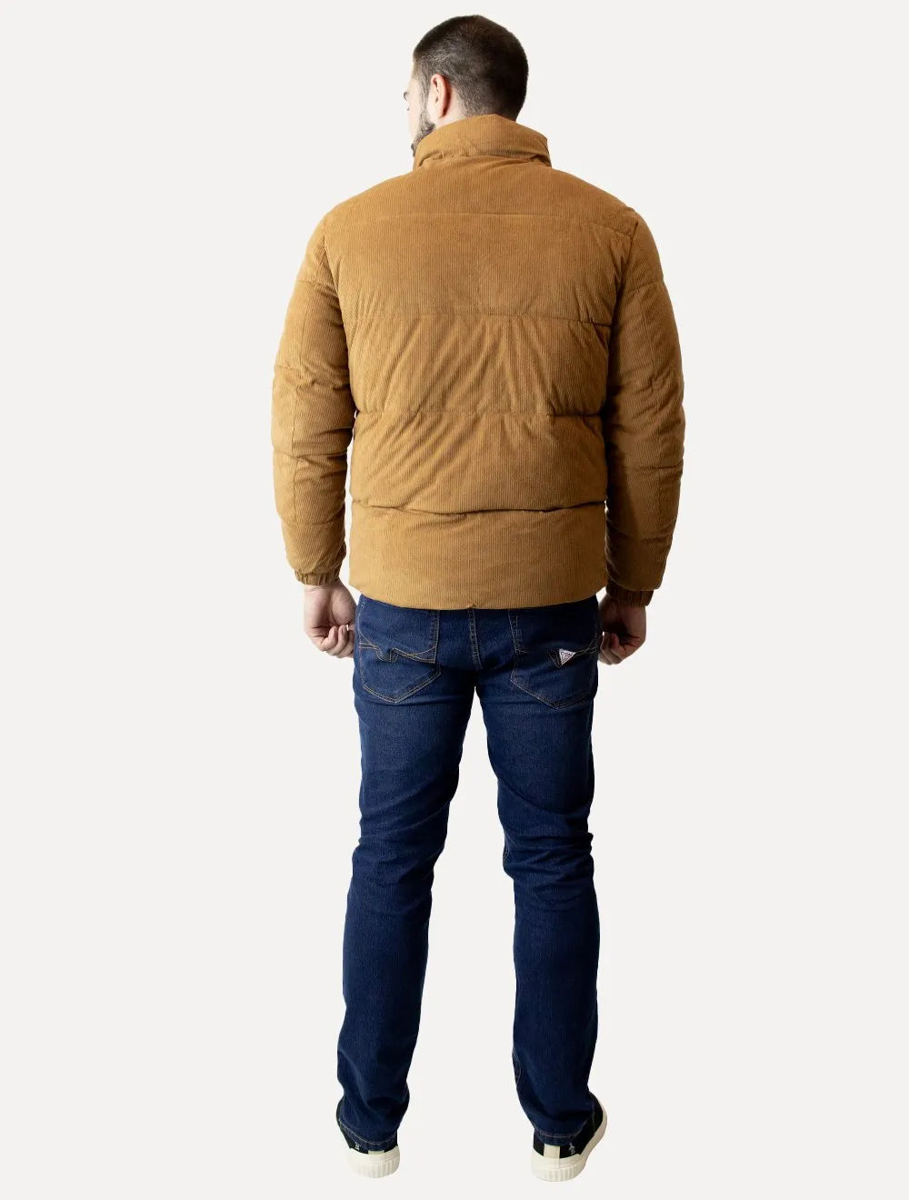 Jaqueta Dixen Masculina Puffer Veludo Cotelê Marrom Claro