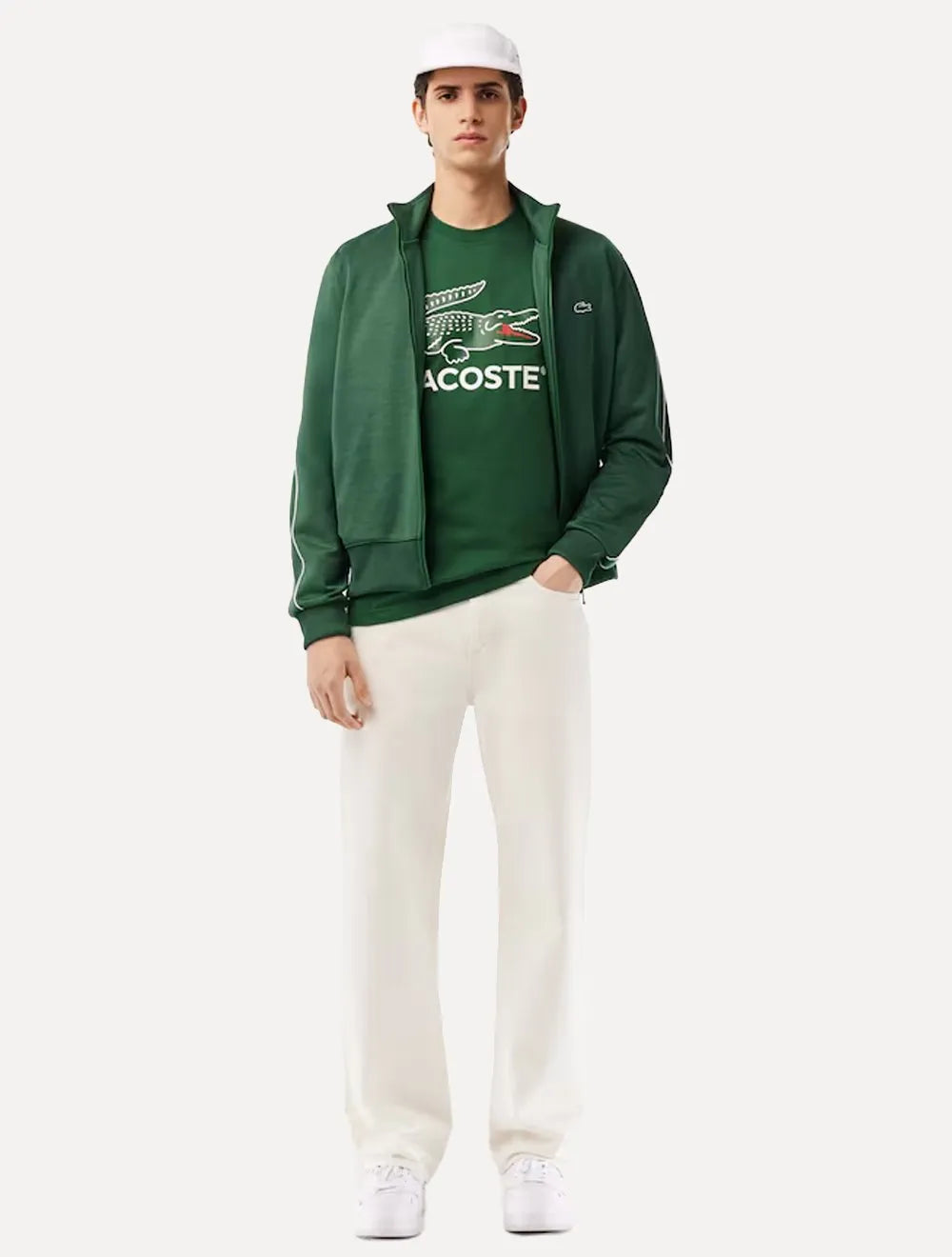 Camiseta Lacoste Masculina Jersey Croco Signature Logo Verde Escuro