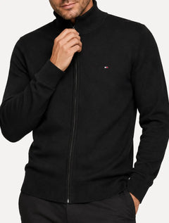 Suéter Tommy Hilfiger Masculino Essential Cotton Zip Through Preta