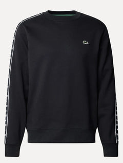Moletom Lacoste Masculino C-Neck Jogger Logo Stripe Preto