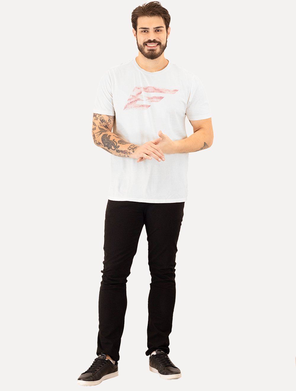 Camiseta Ellus Masculina Cotton Fine Maxi Easa Pink Classic Branca