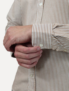 Camisa Tommy Jeans Masculina Slim Striped Oxford Cáqui