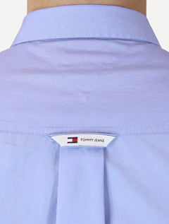 Camisa Tommy Jeans Masculina Regular Entry Poplin Azul Celeste