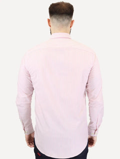 Camisa Tommy Hilfiger Masculina Regular Striped Poplin Rosa Médio