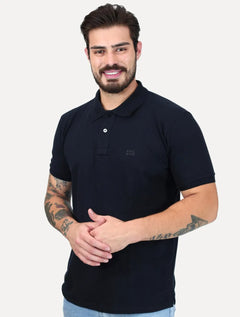 Polo King & Joe Masculina Piquet Logotipo Preta