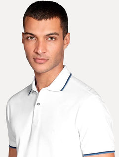 Polo Aramis Masculina Regular Piquet 4 Frisos Blue Branca