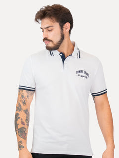 Polo Tommy Jeans Masculina Piquet Regular Tipping Branca