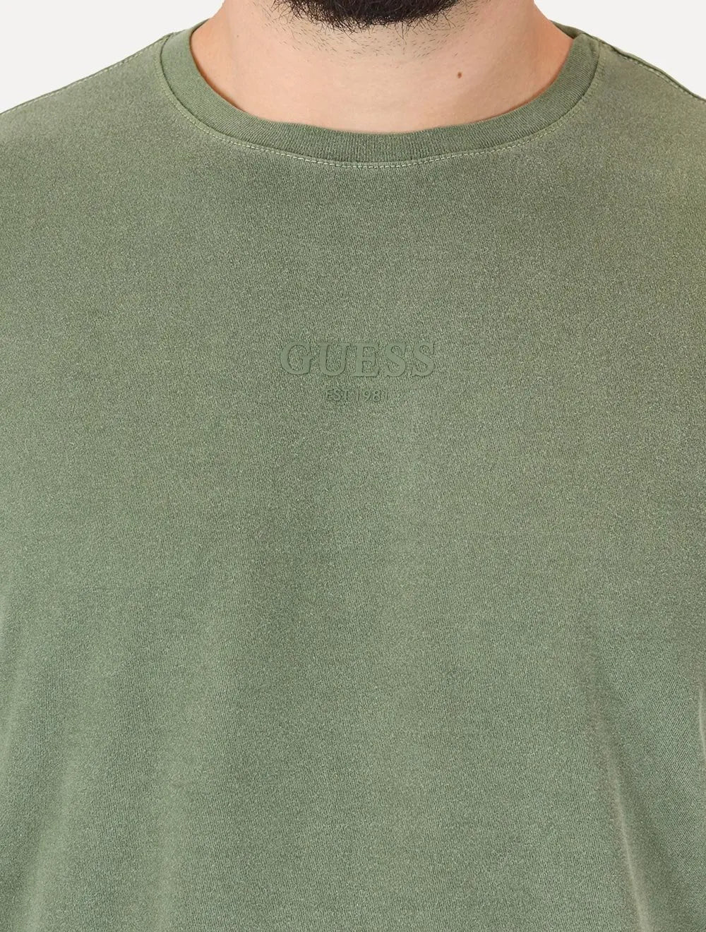 Camiseta Guess Masculina Rubber Est.1981 Stoned Verde