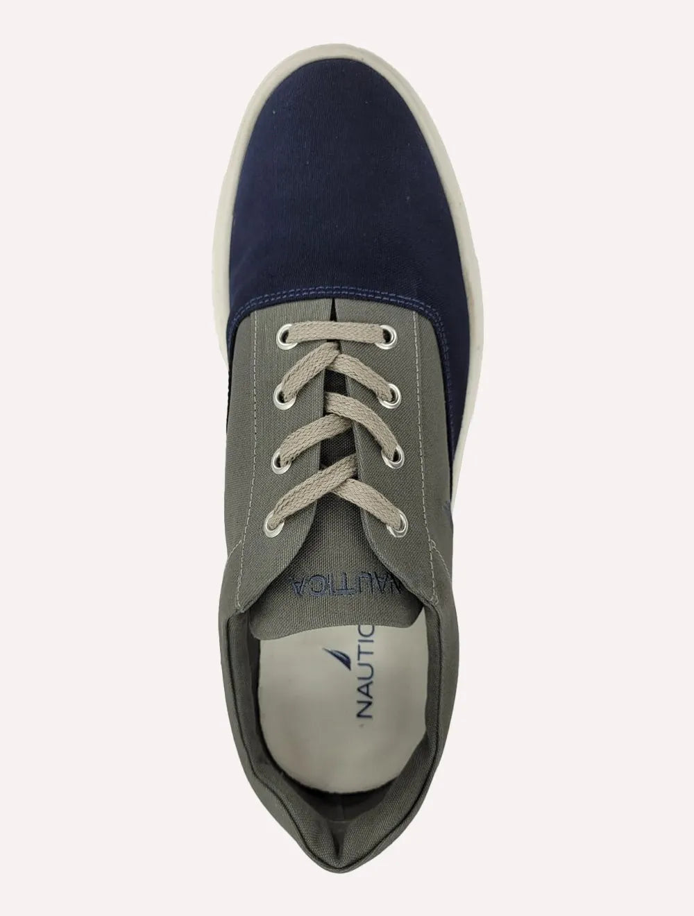 Tênis Nautica Masculino Denim Sailboat Logo Fanton Lona Cinza Escuro/Azul Marinho