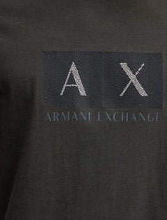 Camiseta Armani Exchange Masculina Regular AX Texturized Logo Verde Militar
