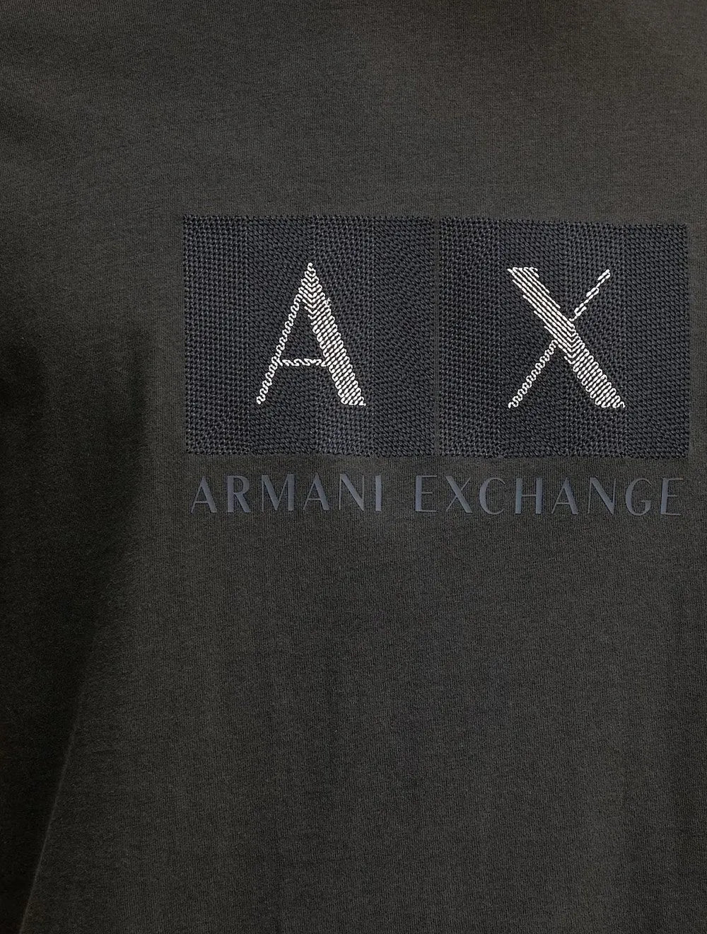 Camiseta Armani Exchange Masculina Regular AX Texturized Logo Verde Militar