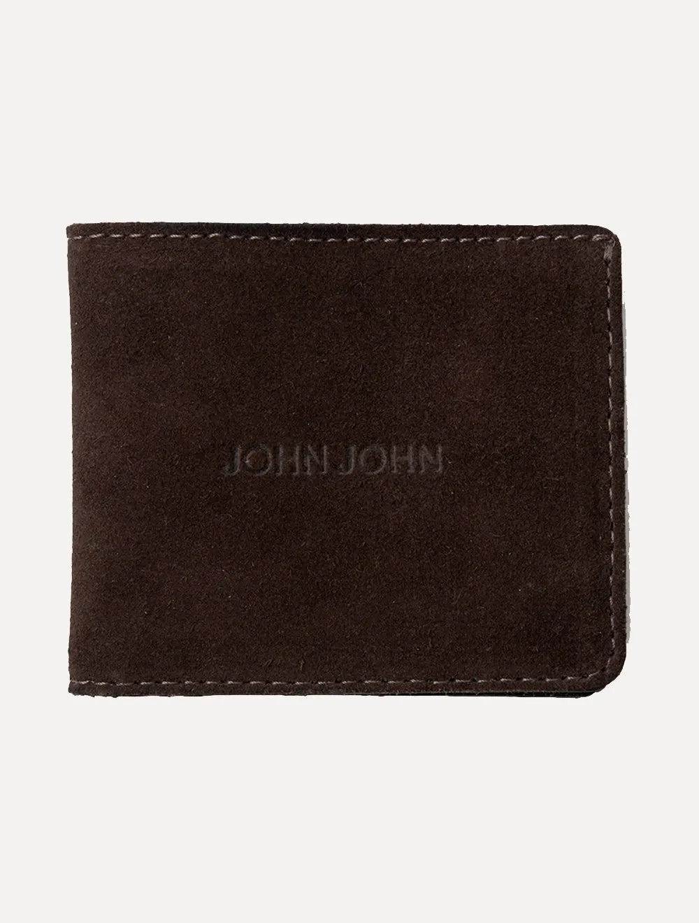 Carteira John John Masculina Couro JJ Suede Marrom Escuro