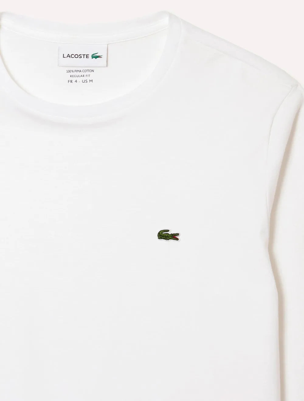 Camiseta Lacoste Masculina Manga Longa Jersey Pima Cotton Branca