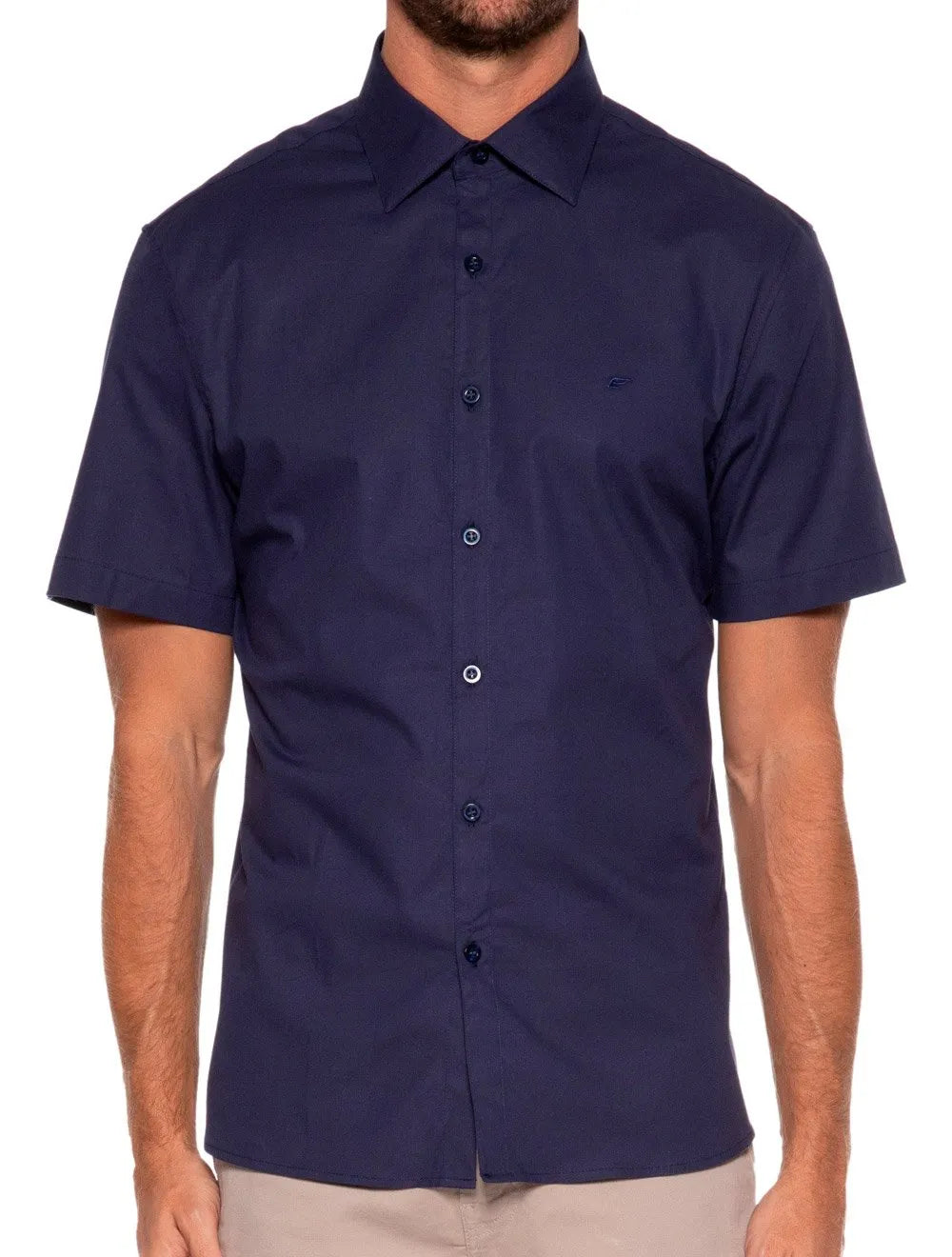 Camisa Ellus Masculina Manga Curta Tricoline LY Classic Italian Azul Marinho