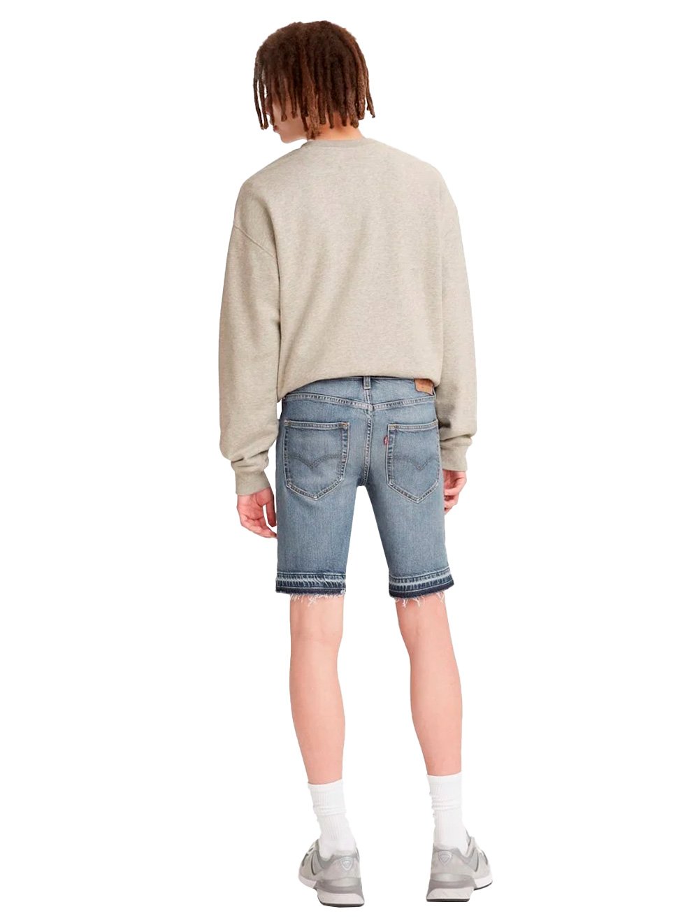 Bermuda Levis Jeans Masculina 412 Slim Shorts Stretch Destroyed Azul