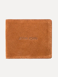 Carteira John John Masculina Couro JJ Suede Marrom Claro