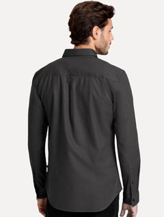 Camisa John John Masculina Slim Oxford Dark Logo Cinza Escuro
