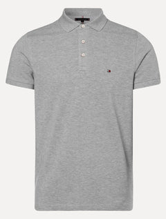 Polo Tommy Hilfiger Masculina Slim Piquet 1985 Cinza Mescla Claro