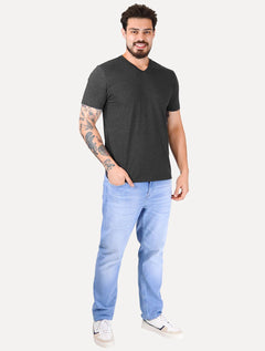 Camiseta Aramis Masculina Basic V-Neck Mono Logo Grafite Mescla