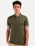 Polo Tommy Hilfiger Masculina Regular Piquet Under Placket Detail Verde Militar