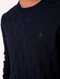 Tricot Dudalina Masculino Textura Quadrile Preto