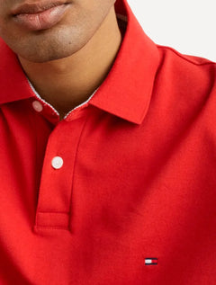 Polo Tommy Hilfiger Masculina Regular Piquet 1985 Light Button Vermelho Escarlate
