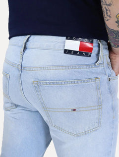 Calça Tommy Jeans Masculina Regular Straight Relaxed Ryan Azul Claro