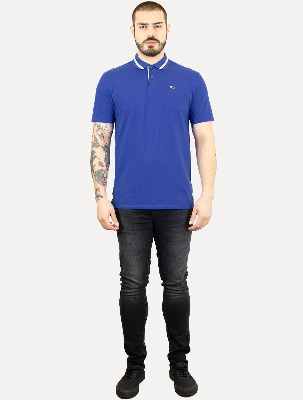 Polo Tommy Jeans Masculina Piquet Neck Branded Azul Royal