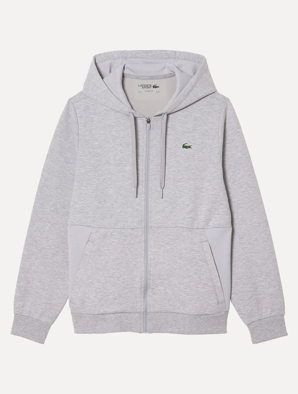 Moletom Lacoste Masculino Sport Mesh Panels Hoodie Cinza Mescla