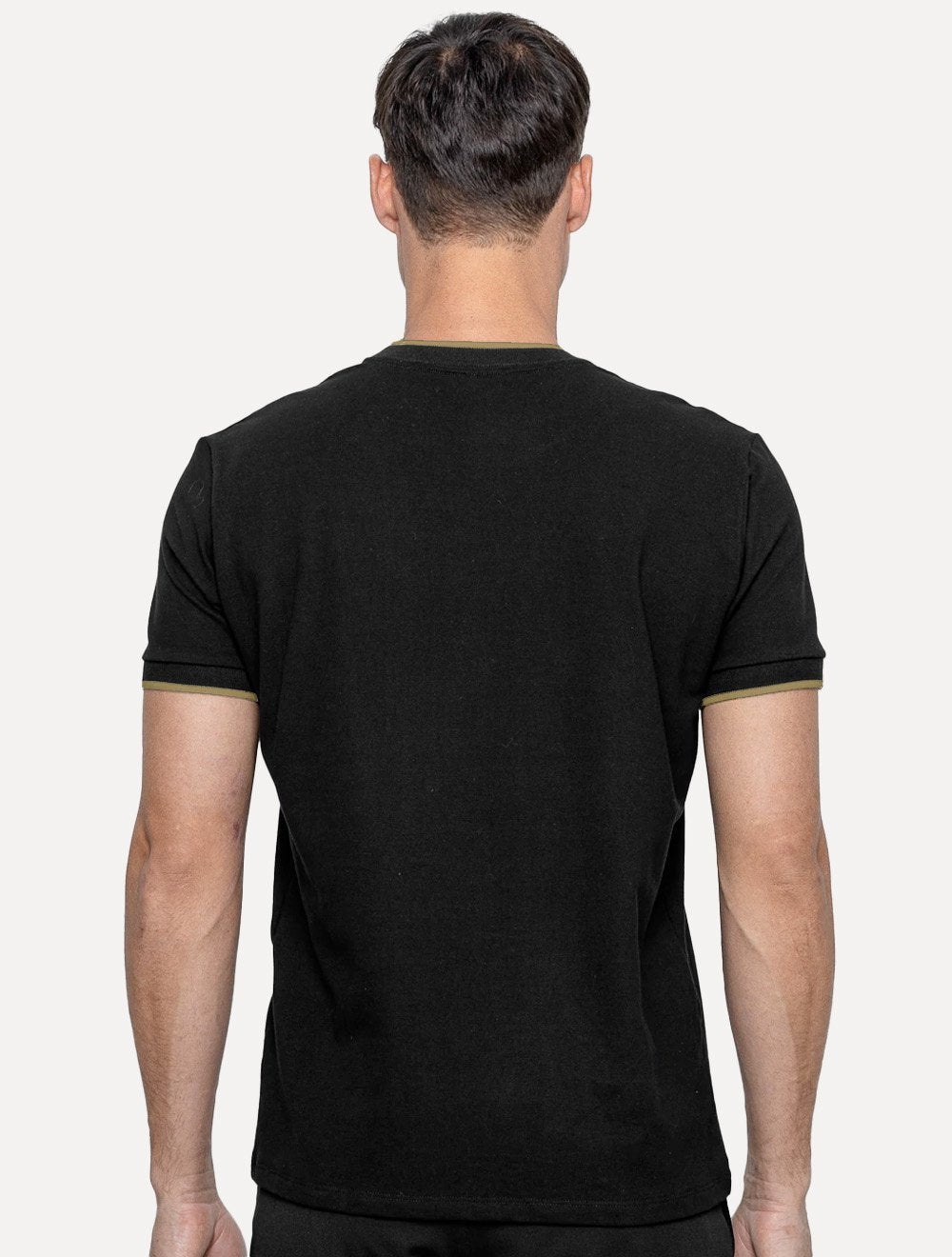 Camiseta K&J Black Masculina Premium Piquet Slim Brown Gola Sport Preta
