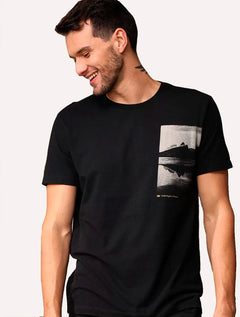 Camiseta Osklen Masculina Slim Vintage Rio Mirror Preta