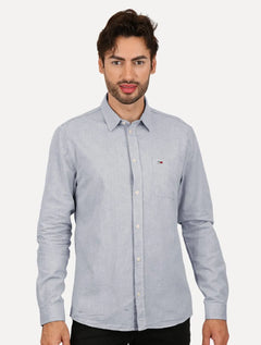 Camisa Tommy Jeans Masculina Regular Classic Oxford Pocket Azul Escuro