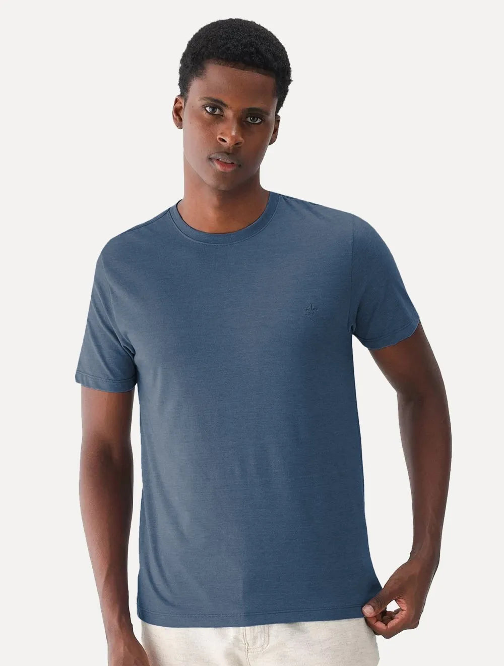Camiseta Dudalina Masculina Basic Sobretinta Mono Icon Azul Marinho
