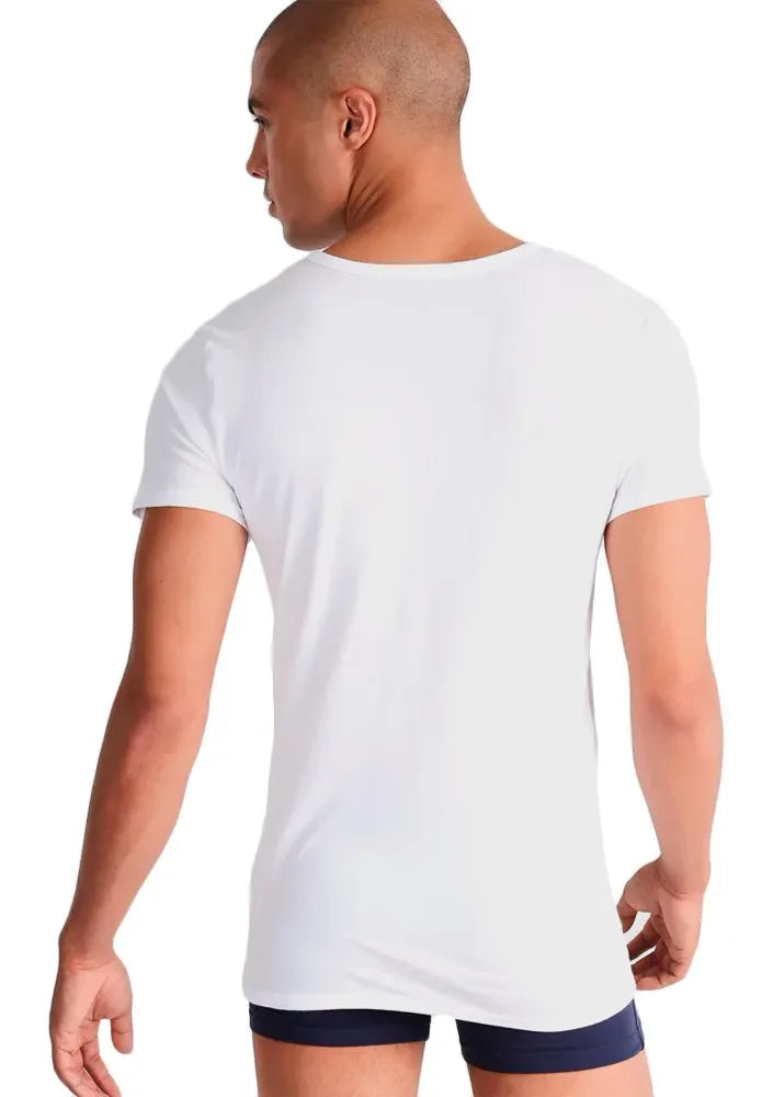 Camisetas Tommy Hilfiger Masculinas Classic V-Neck Brancas Pack 3UN
