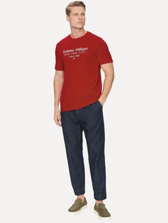 Camiseta Tommy Hilfiger Masculina Center Stack Vermelha