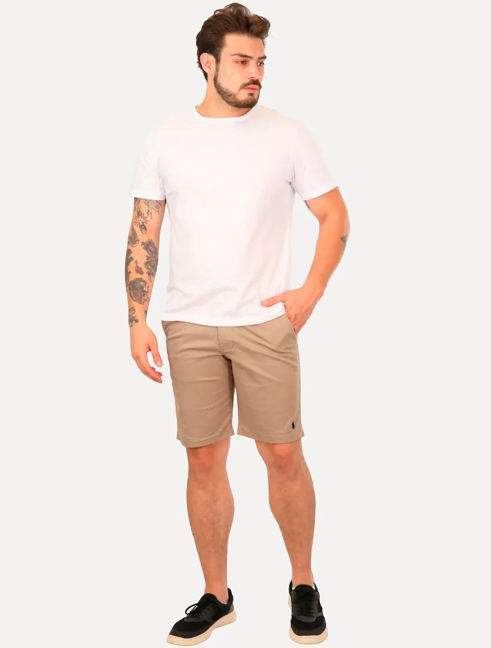 Bermuda Ralph Lauren Masculina Sarja Chino Marrom Claro
