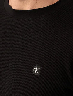 Camiseta Calvin Klein Jeans Masculina Manga Longa Quadrile Preta